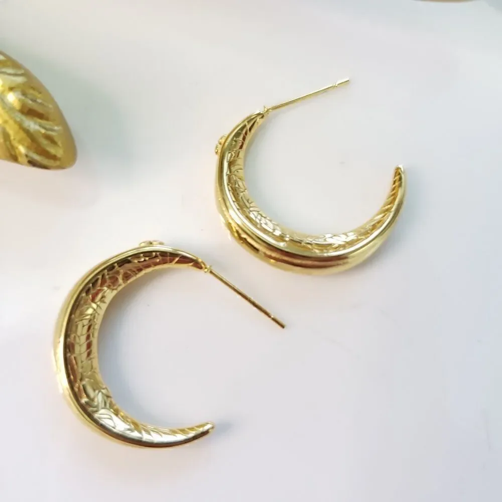 Anthro Etched Hoop Earrings